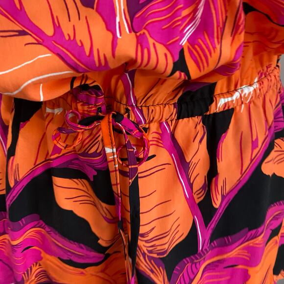 Old Navy NWT Banana Leaf Romper Black Pink & Orange Print Size M - Picture 6 of 10